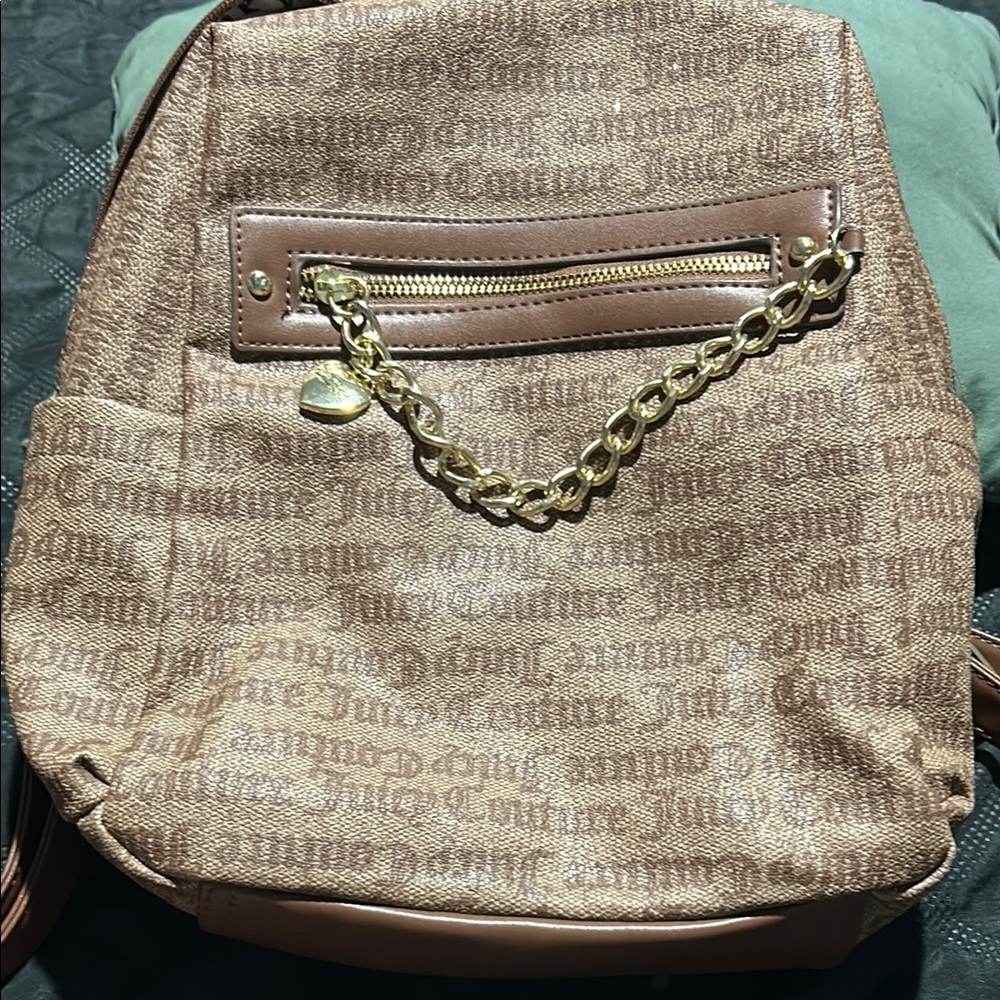 Juicy Couture Brown and Gold Backpack with Chic Design
